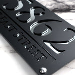 Black and Silver Home Address Plate