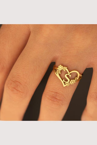 Heart Shape Initial Ring