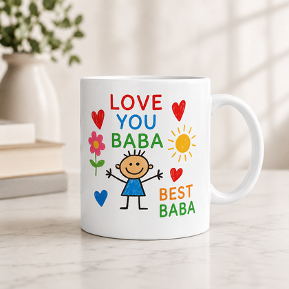 Love You Baba Mug – Best Baba Ever Gift for Father in Pakistan | Cute Father’s Day Mug