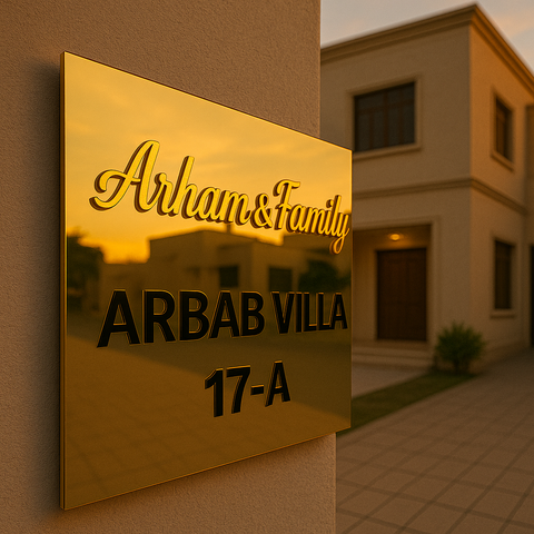 Golden square name plate