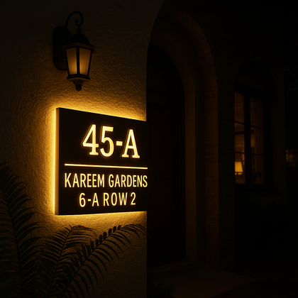 LED Square House Name Plate Personalized Custom Sign – Pakistan