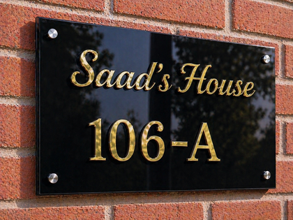 Black Golden 3D Letters Name Plate Personalized Acrylic House Sign – Pakistan