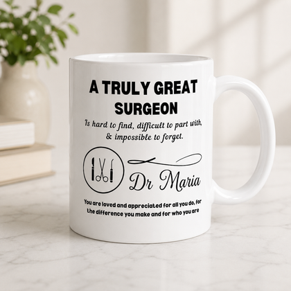 Personalized Great Surgeon Mug with Name – Appreciation and Farewell Gift