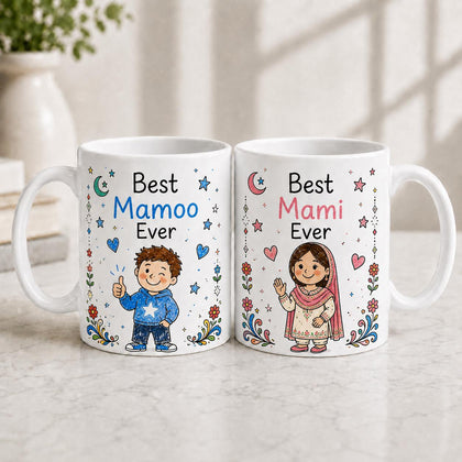 Best Mamoo Ever & Best Mami Ever Matching Mug Set – Gift for Mamoo and Mami in Pakistan | Niece & Nephew Gift