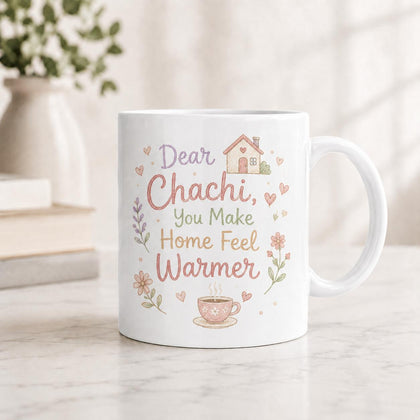 Dear Chachi You Make Home Feel Warmer Mug – Gift for Chachi in Pakistan | Birthday, Eid & Appreciation Gift