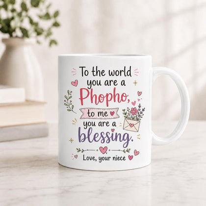 To the World You Are a Phopho, To Me You Are a Blessing Mug – Gift for Phopho in Pakistan | Niece Gift