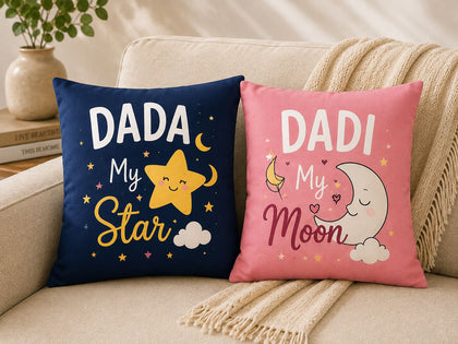 Dada My Star & Dadi My Moon Cushion Set – Gift for Grandparents in Pakistan | Birthday, Eid & Family Gift