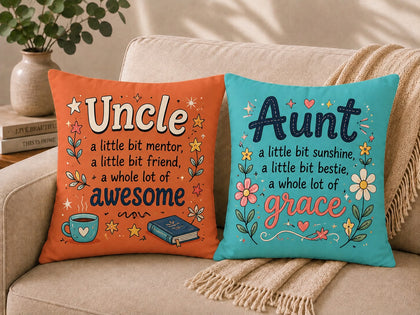 Uncle & Aunt Cushion Set – A Little Bit Mentor, Friend, Sunshine & Bestie | Gift for Uncle and Aunt in Pakistan