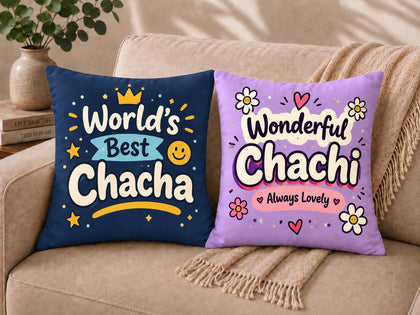 World’s Best Chacha & Wonderful Chachi Cushion Set – Couple Gift in Pakistan