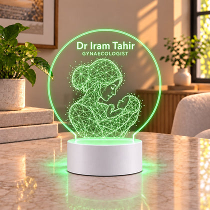 Personalized Gynaecologist LED Lamp – Custom Mother & Baby Doctor Name Gift in Pakistan