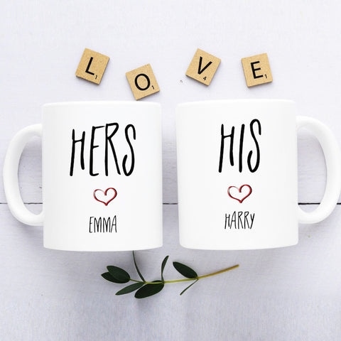 Personalised hers his mug with couple names