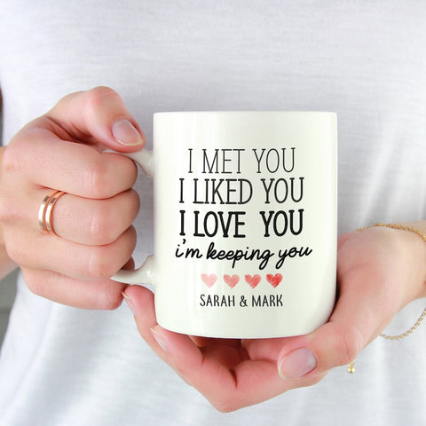 Personalised Valentine's Day mug with couple's name