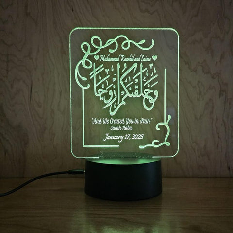 Personalized LED Lamp for Couples – “And We Created You in Pairs”