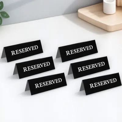 Set of 6 budget-friendly acrylic Reserved signs for restaurants and cafes Pakistan