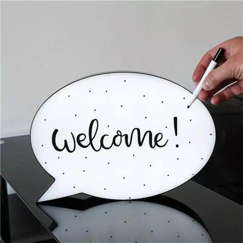 LED Light Box Handwriting Board Drawing Box Speech Bubble Shape Box with 3 Color Pens & USB Cord