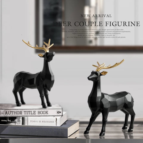 Deer statue couple pair