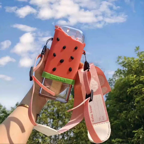 Watermelon  Water Bottle With Straw
