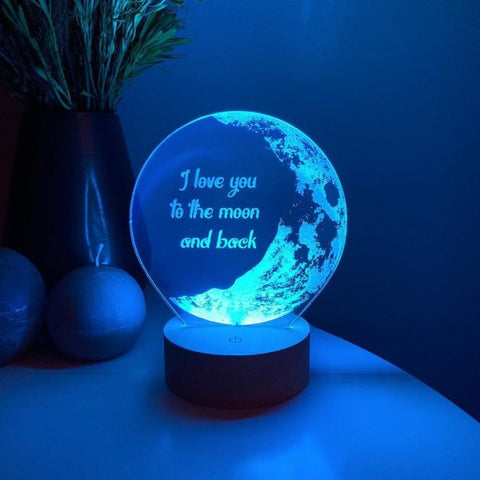 Customized 3D Illusion I love you to the Moon and Back Lamp