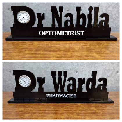 Doctors Acrylic Table Name Clock Customized 12x4 Inch Best Gift for Doctor – Pakistan