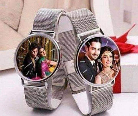 Personlized silver belt wrist watch