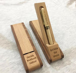 wooden pen stand with pen
