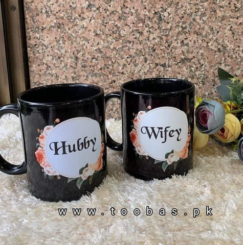 Hubby Wifey Black Mugs Best Wedding Gift