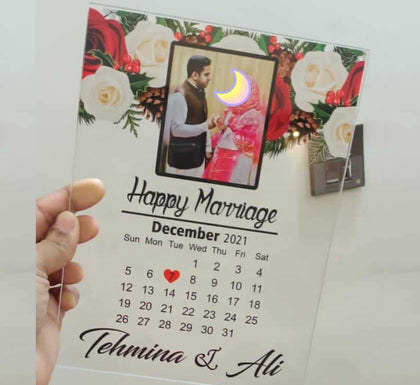 Calendar Acrylic Card Personalized Anniversary Gift Photo Text Custom – Pakistan