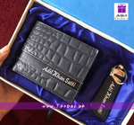 Name wallet keychain - Crocodile Textured Navy Blue