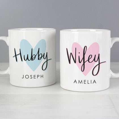 Hubby Wifey Mugs with Names