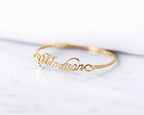 Custom Name Bangle - Personalized Bracelet -