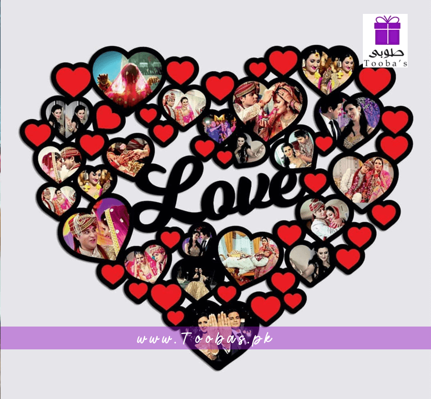 Heart Multi Photo Frame Heart Photo Frame | Multiple pictures – Toobas.pk Online Customized Gifts