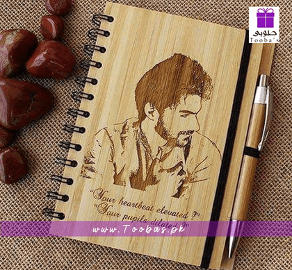 Wooden diary and pen